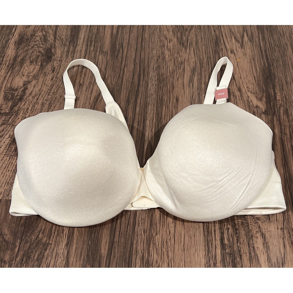Cacique Bra Full Coverage Satin  Smoother Underwire Invisible 40DD White Beige
